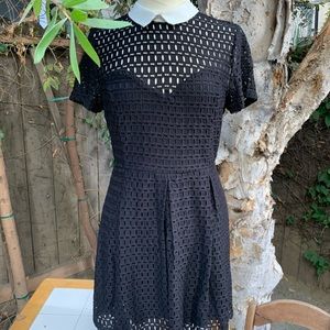 Lacy black layered dress with white collar